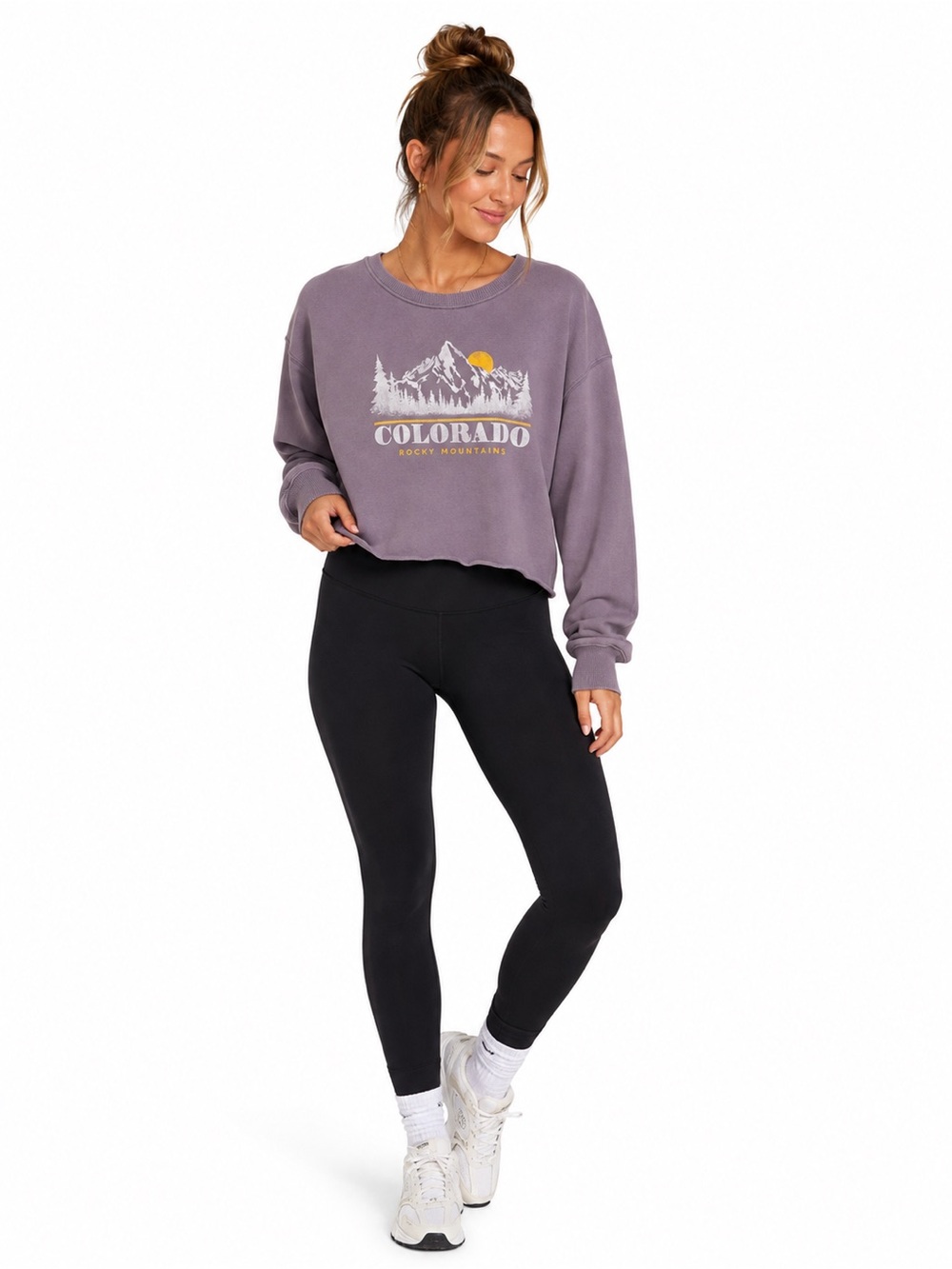 Hollister Lavender Colorado Graphic Cropped Sweatshirt